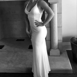 Custom long white formal dress. Can be a Wedding dress or Prom dress.